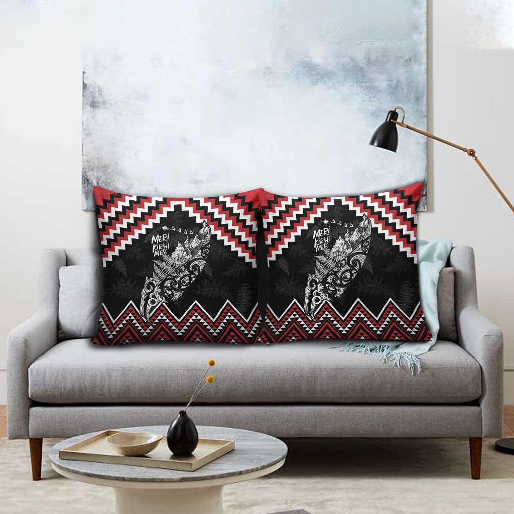 New Zealand Christmas Taniko Poutama Pillow Cover Mountainscape Maori Fern - Polynesian Pride