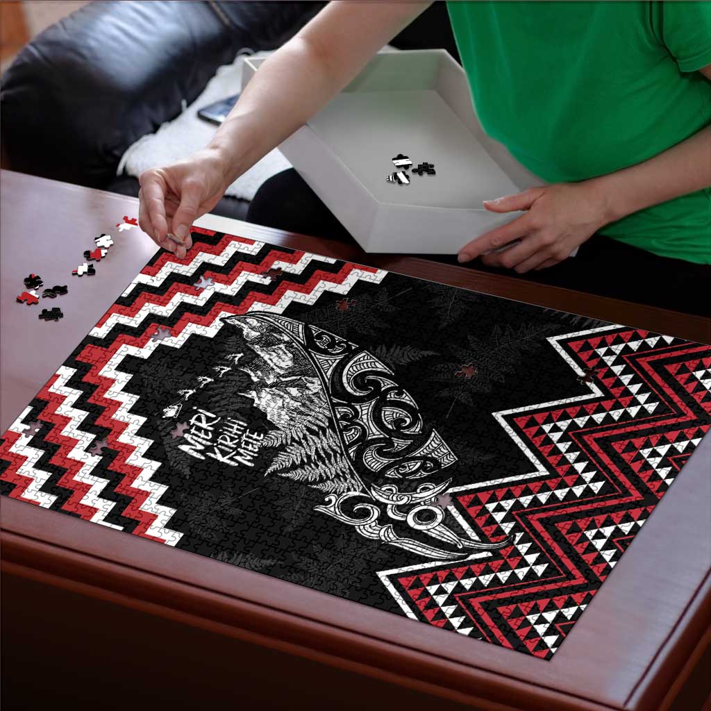 New Zealand Christmas Taniko Poutama Puzzle Mountainscape Maori Fern - Polynesian Pride