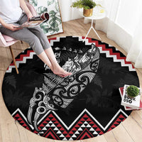 New Zealand Christmas Taniko Poutama Round Carpet Mountainscape Maori Fern - Polynesian Pride