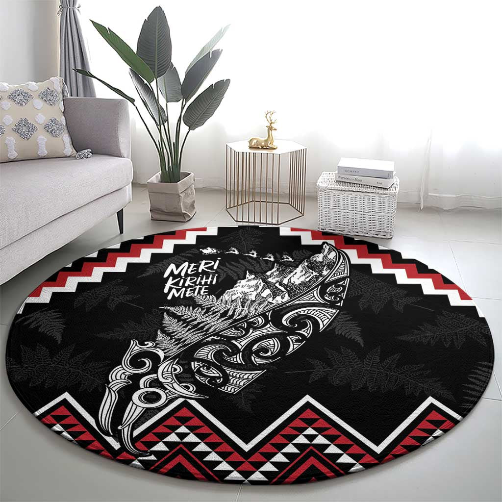 New Zealand Christmas Taniko Poutama Round Carpet Mountainscape Maori Fern - Polynesian Pride