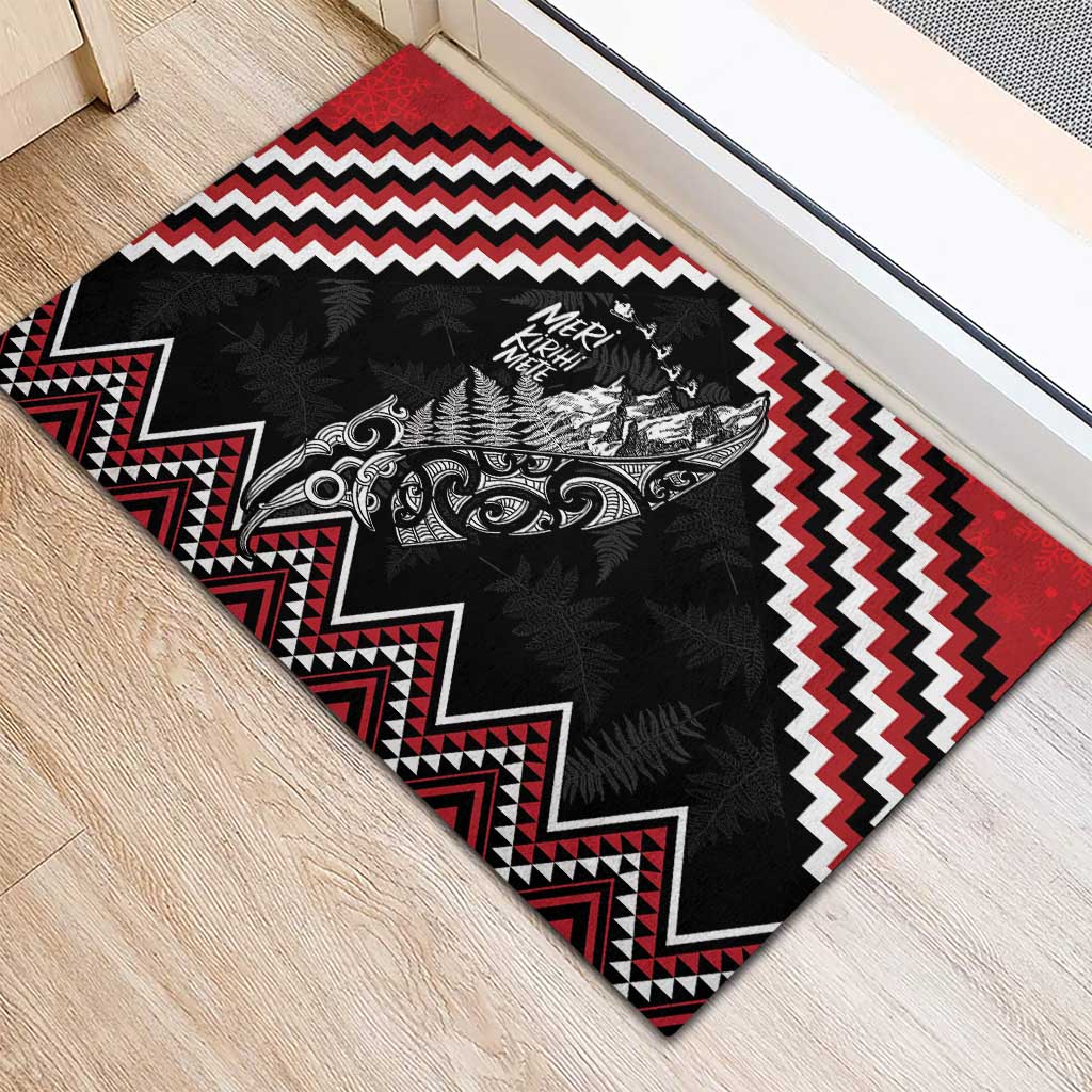 New Zealand Christmas Taniko Poutama Rubber Doormat Mountainscape Maori Fern - Polynesian Pride
