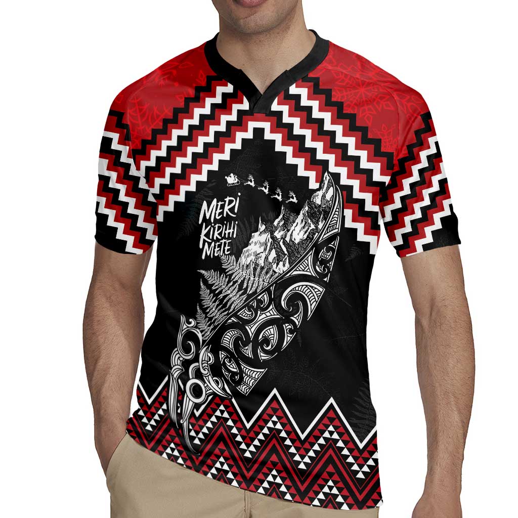 New Zealand Christmas Taniko Poutama Rugby Jersey Mountainscape Maori Fern - Polynesian Pride