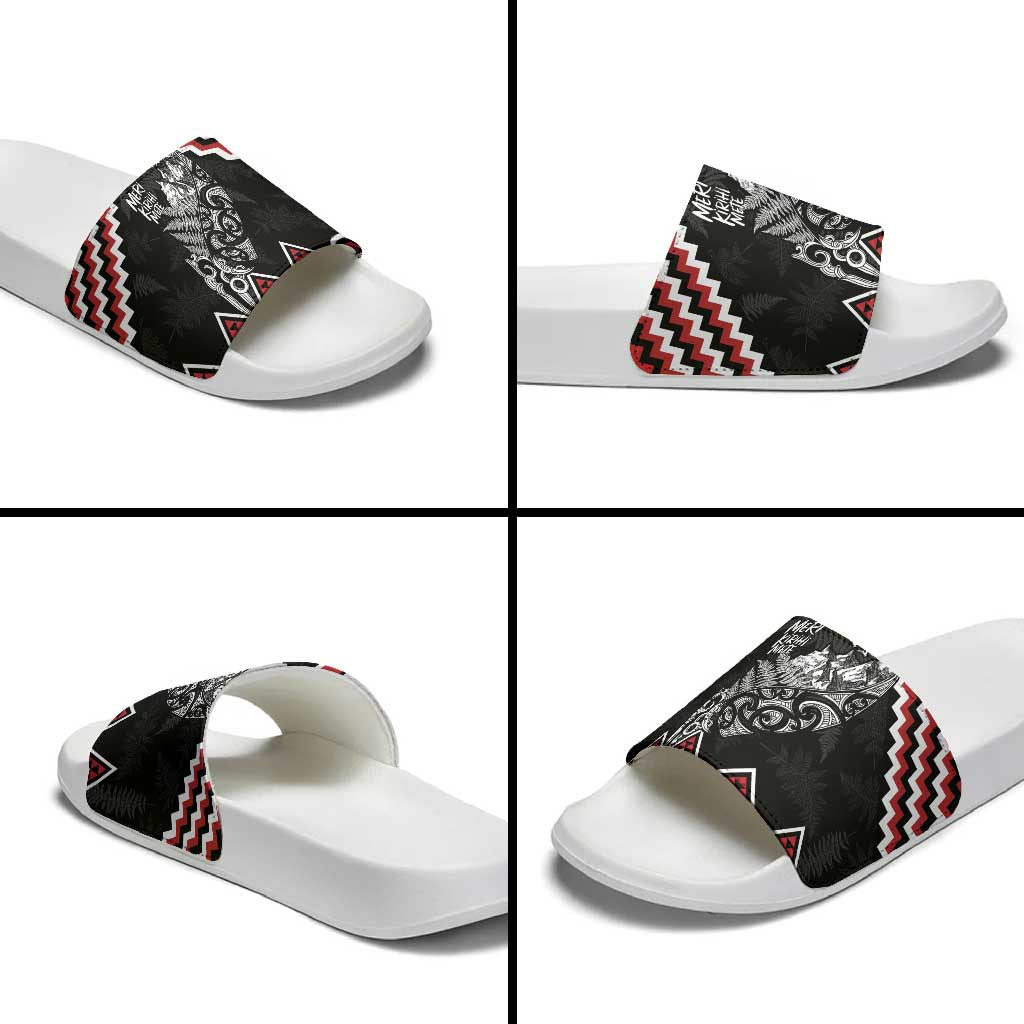 New Zealand Christmas Taniko Poutama Slide Sandals Mountainscape Maori Fern - Polynesian Pride