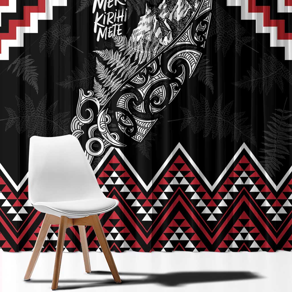 New Zealand Christmas Taniko Poutama Window Curtain Mountainscape Maori Fern - Polynesian Pride