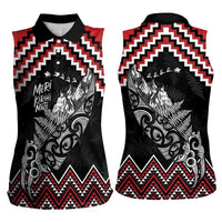 New Zealand Christmas Taniko Poutama Women Sleeveless Polo Shirt Mountainscape Maori Fern - Polynesian Pride