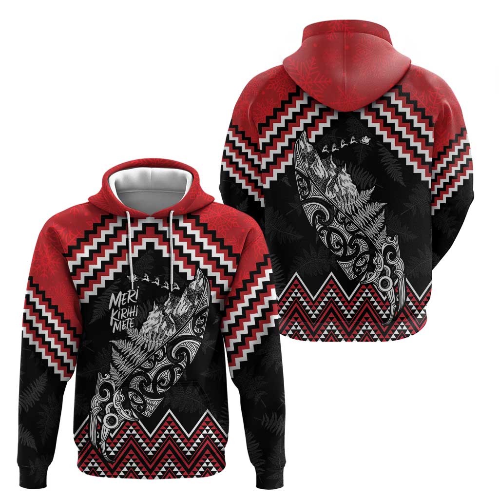 New Zealand Christmas Taniko Poutama Zip Hoodie Mountainscape Maori Fern - Polynesian Pride
