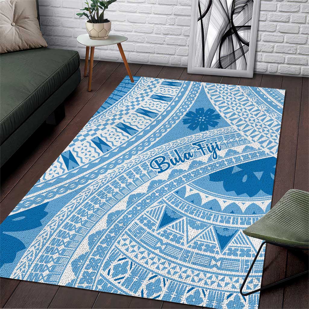 Bula Fiji Classic Masi Tapa Area Rug Turquoise - Polynesian Pride