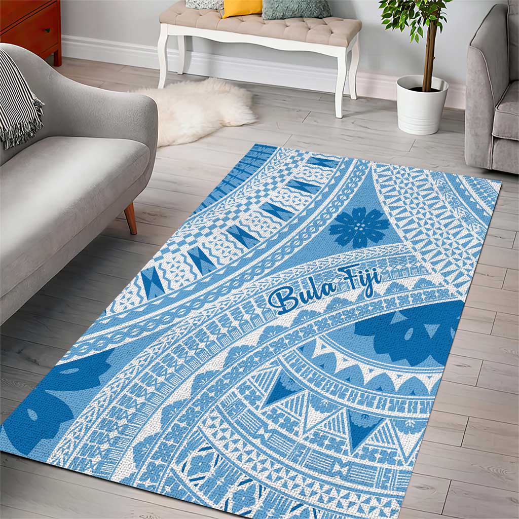 Bula Fiji Classic Masi Tapa Area Rug Turquoise - Polynesian Pride