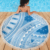 Bula Fiji Classic Masi Tapa Beach Blanket Turquoise - Polynesian Pride