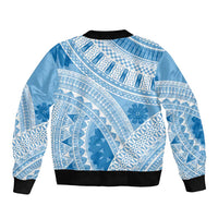 Bula Fiji Classic Masi Tapa Bomber Jacket Turquoise - Polynesian Pride