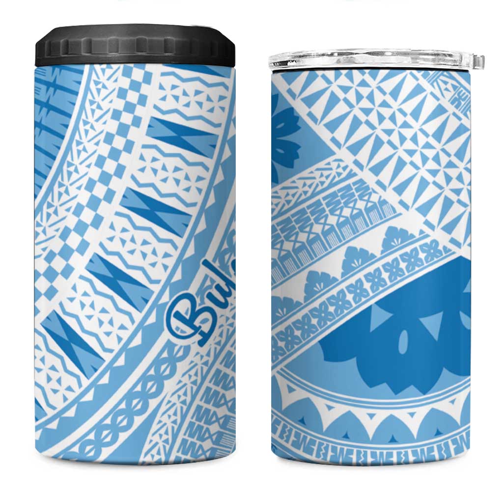 Bula Fiji Classic Masi Tapa 4 in 1 Can Cooler Tumbler Turquoise - Polynesian Pride