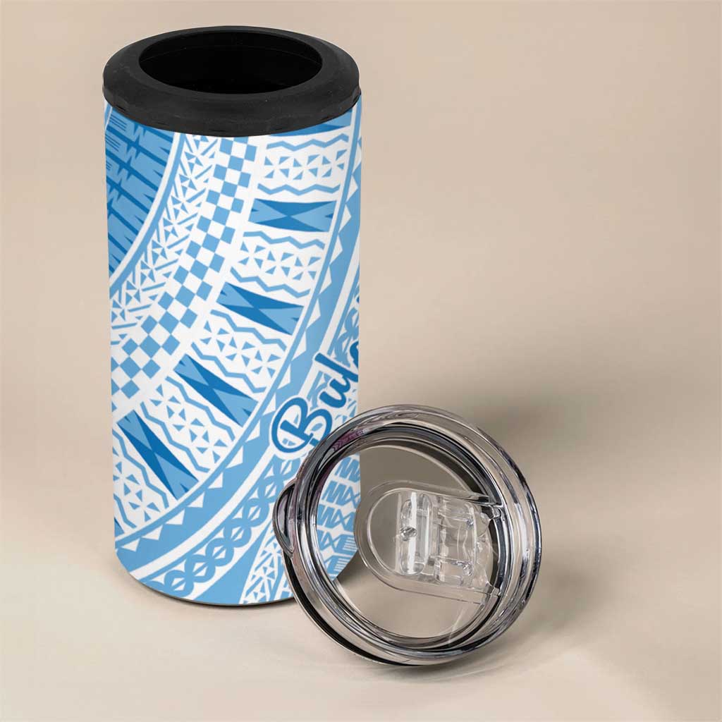 Bula Fiji Classic Masi Tapa 4 in 1 Can Cooler Tumbler Turquoise - Polynesian Pride