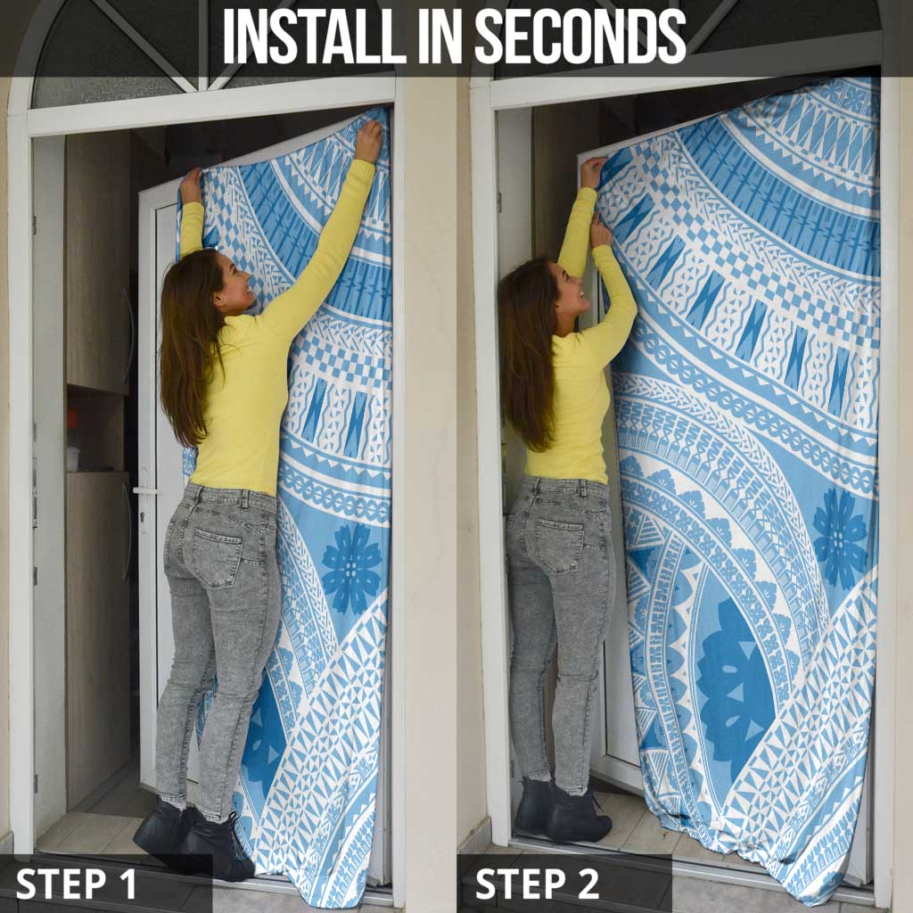 Bula Fiji Classic Masi Tapa Door Cover Turquoise - Polynesian Pride