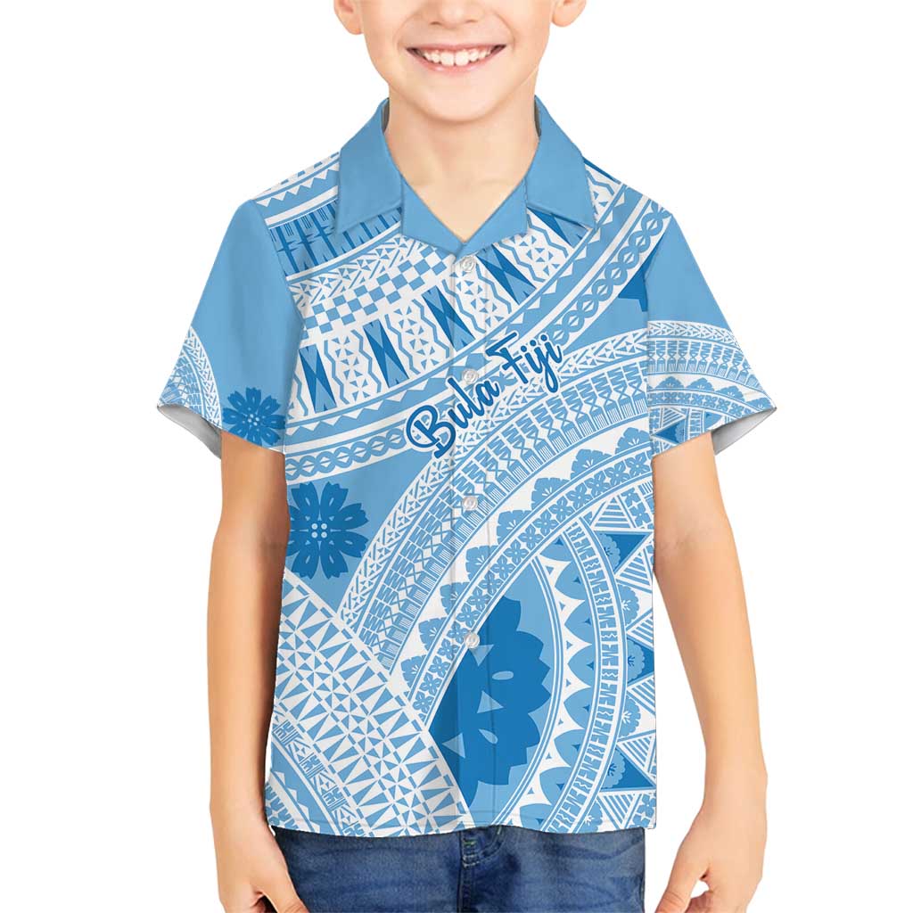 Bula Fiji Classic Masi Tapa Family Matching Long Sleeve Bodycon Dress and Hawaiian Shirt Turquoise - Polynesian Pride