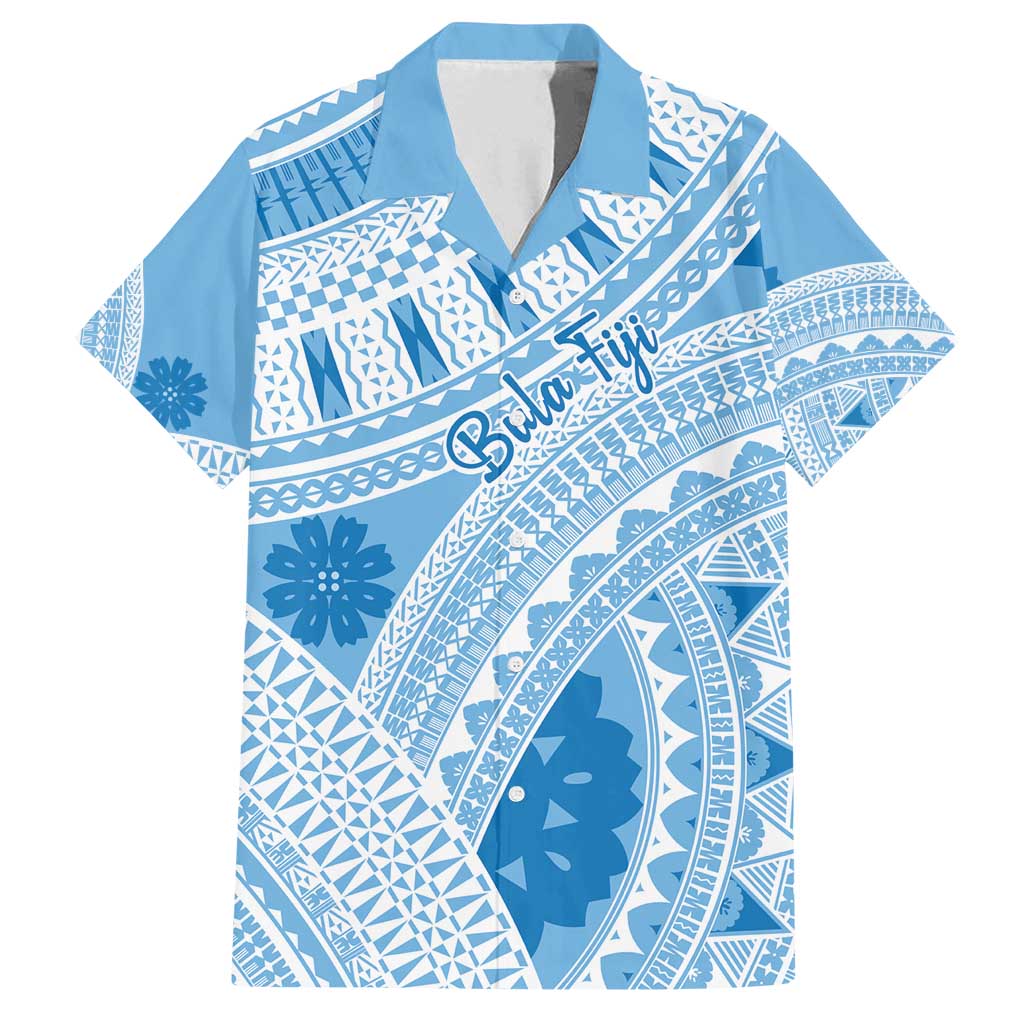 Bula Fiji Classic Masi Tapa Family Matching Tank Maxi Dress and Hawaiian Shirt Turquoise - Polynesian Pride