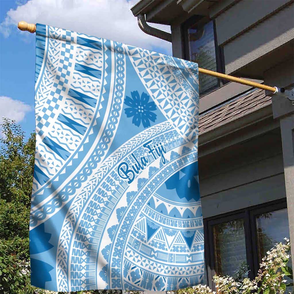 Bula Fiji Classic Masi Tapa Garden Flag Turquoise - Polynesian Pride
