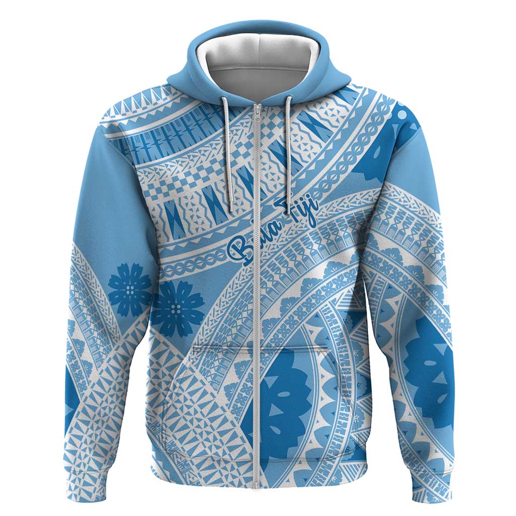 Bula Fiji Classic Masi Tapa Hoodie Turquoise - Polynesian Pride