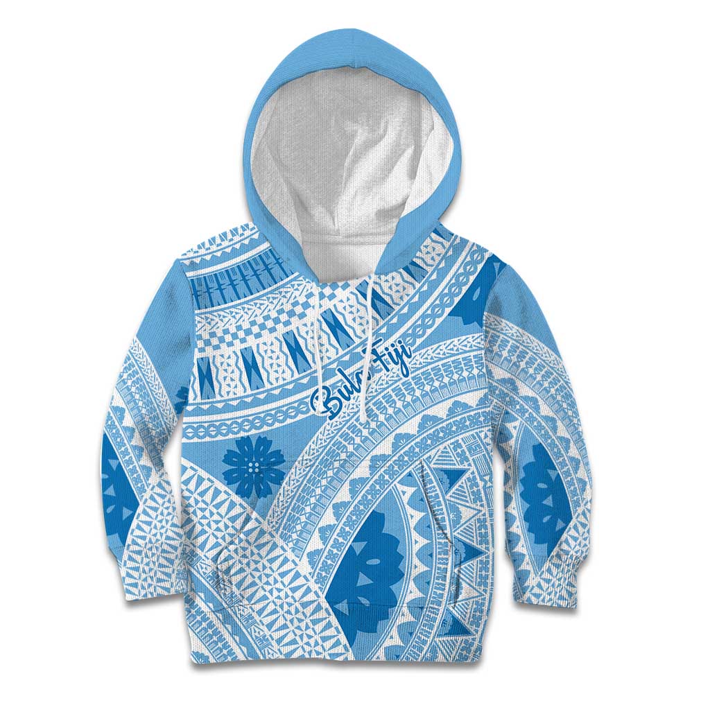 Bula Fiji Classic Masi Tapa Kid Hoodie Turquoise - Polynesian Pride