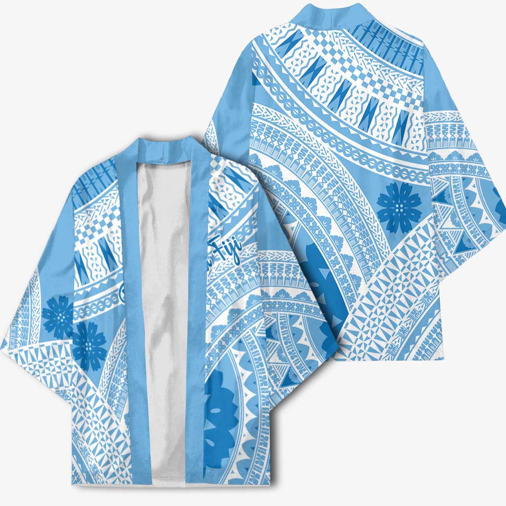 Bula Fiji Classic Masi Tapa Kimono Turquoise - Polynesian Pride