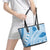 Bula Fiji Classic Masi Tapa Leather Tote Bag Turquoise - Polynesian Pride