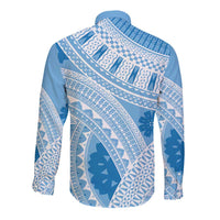 Bula Fiji Classic Masi Tapa Long Sleeve Button Shirt Turquoise - Polynesian Pride