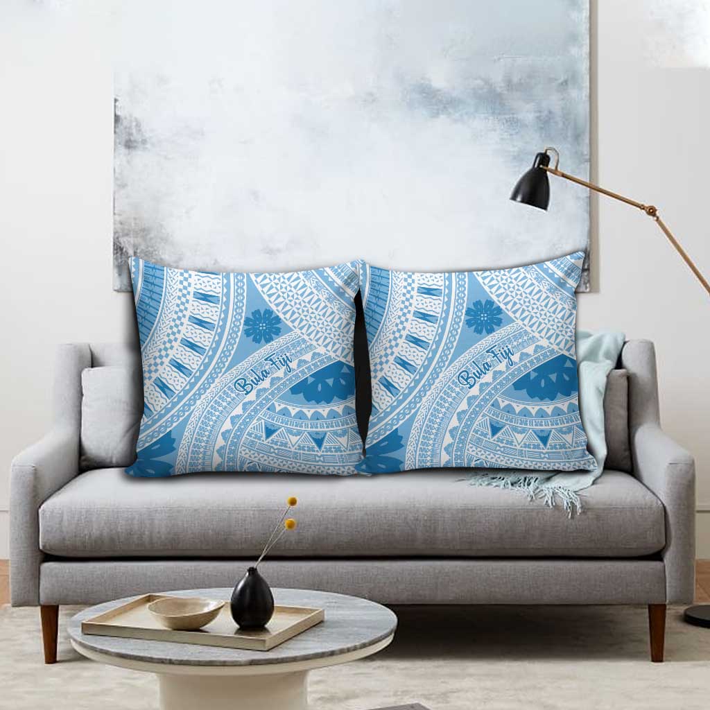 Bula Fiji Classic Masi Tapa Pillow Cover Turquoise - Polynesian Pride