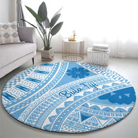 Bula Fiji Classic Masi Tapa Round Carpet Turquoise - Polynesian Pride