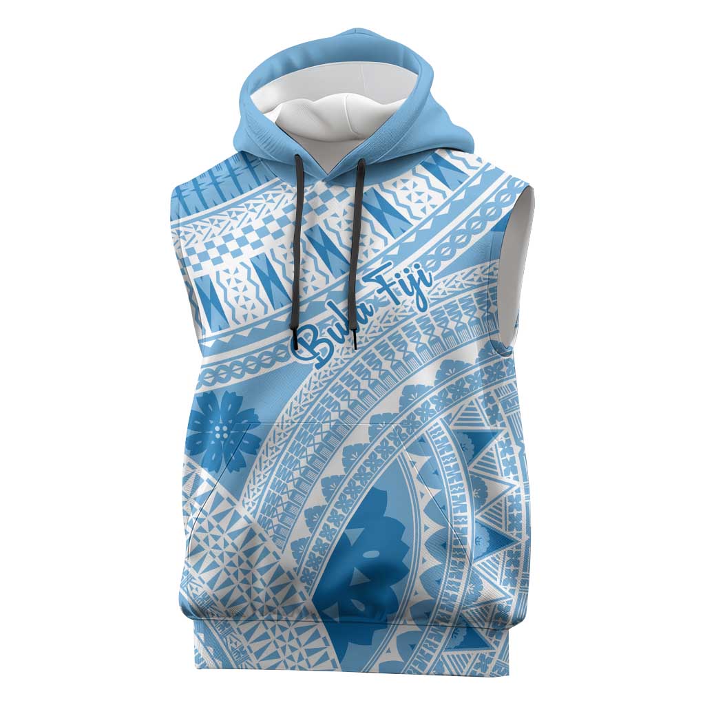Bula Fiji Classic Masi Tapa Sleeveless Hoodie Turquoise - Polynesian Pride