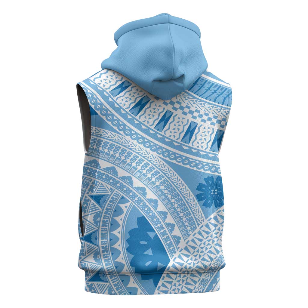 Bula Fiji Classic Masi Tapa Sleeveless Hoodie Turquoise - Polynesian Pride