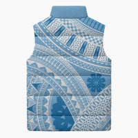 Bula Fiji Classic Masi Tapa Sleeveless Puffer Jacket Turquoise - Polynesian Pride