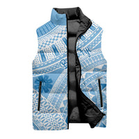 Bula Fiji Classic Masi Tapa Sleeveless Puffer Jacket Turquoise - Polynesian Pride