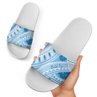 Bula Fiji Classic Masi Tapa Slide Sandals Turquoise - Polynesian Pride