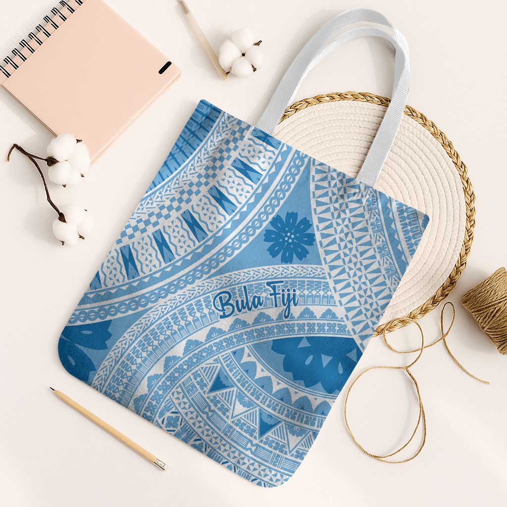 Bula Fiji Classic Masi Tapa Tote Bag Turquoise - Polynesian Pride