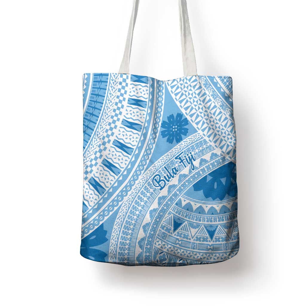 Bula Fiji Classic Masi Tapa Tote Bag Turquoise - Polynesian Pride