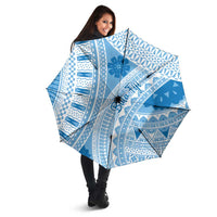 Bula Fiji Classic Masi Tapa Umbrella Turquoise LT7 - Polynesian Pride