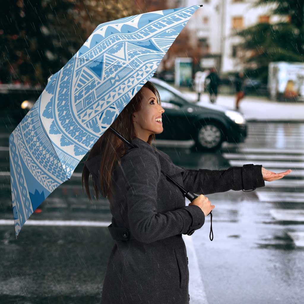 Bula Fiji Classic Masi Tapa Umbrella Turquoise LT7 - Polynesian Pride
