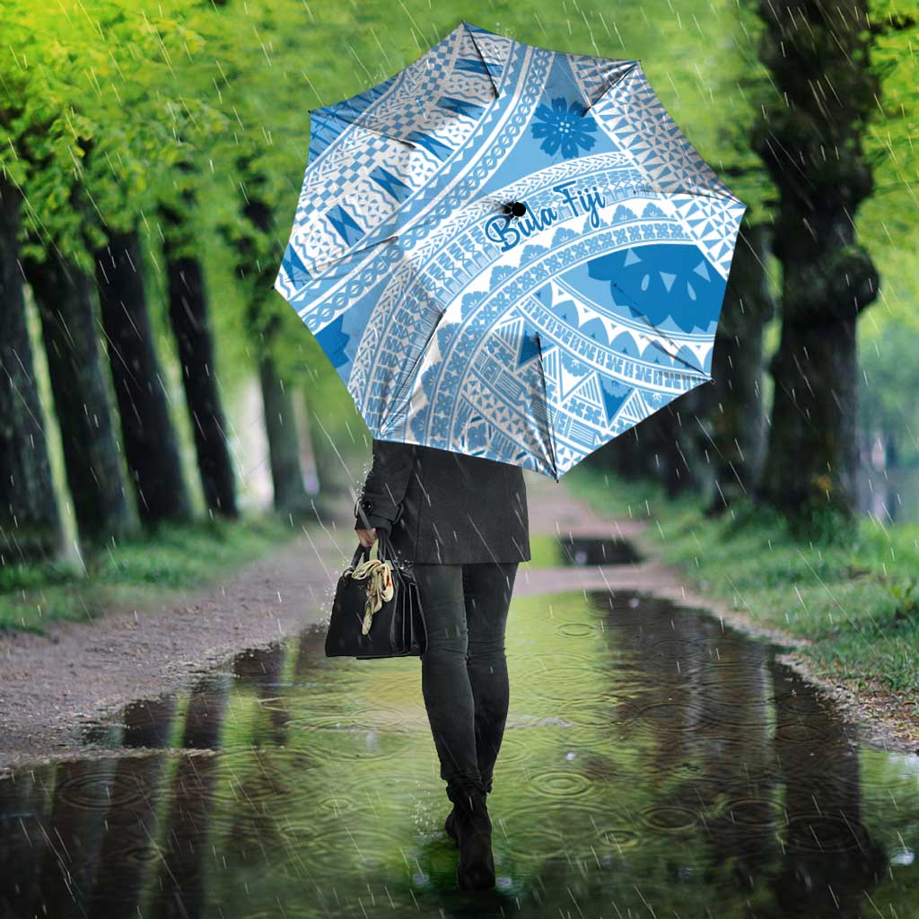 Bula Fiji Classic Masi Tapa Umbrella Turquoise LT7 - Polynesian Pride