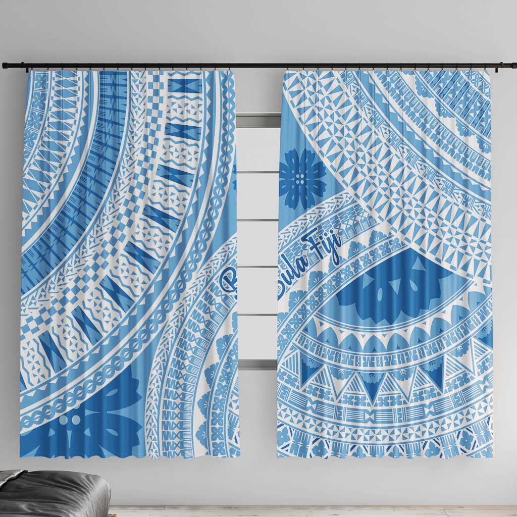 Bula Fiji Classic Masi Tapa Window Curtain Turquoise - Polynesian Pride