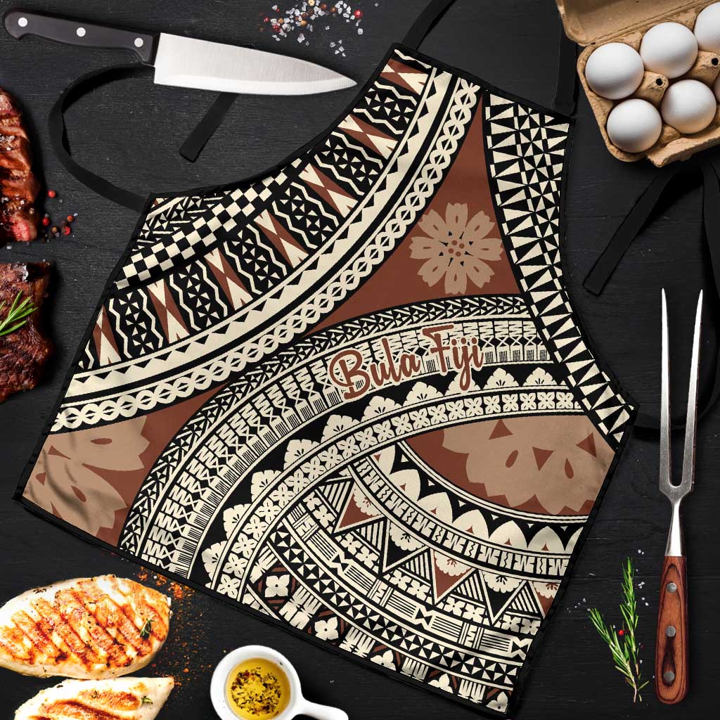 Bula Fiji Classic Masi Tapa Apron Vintage Brown - Polynesian Pride