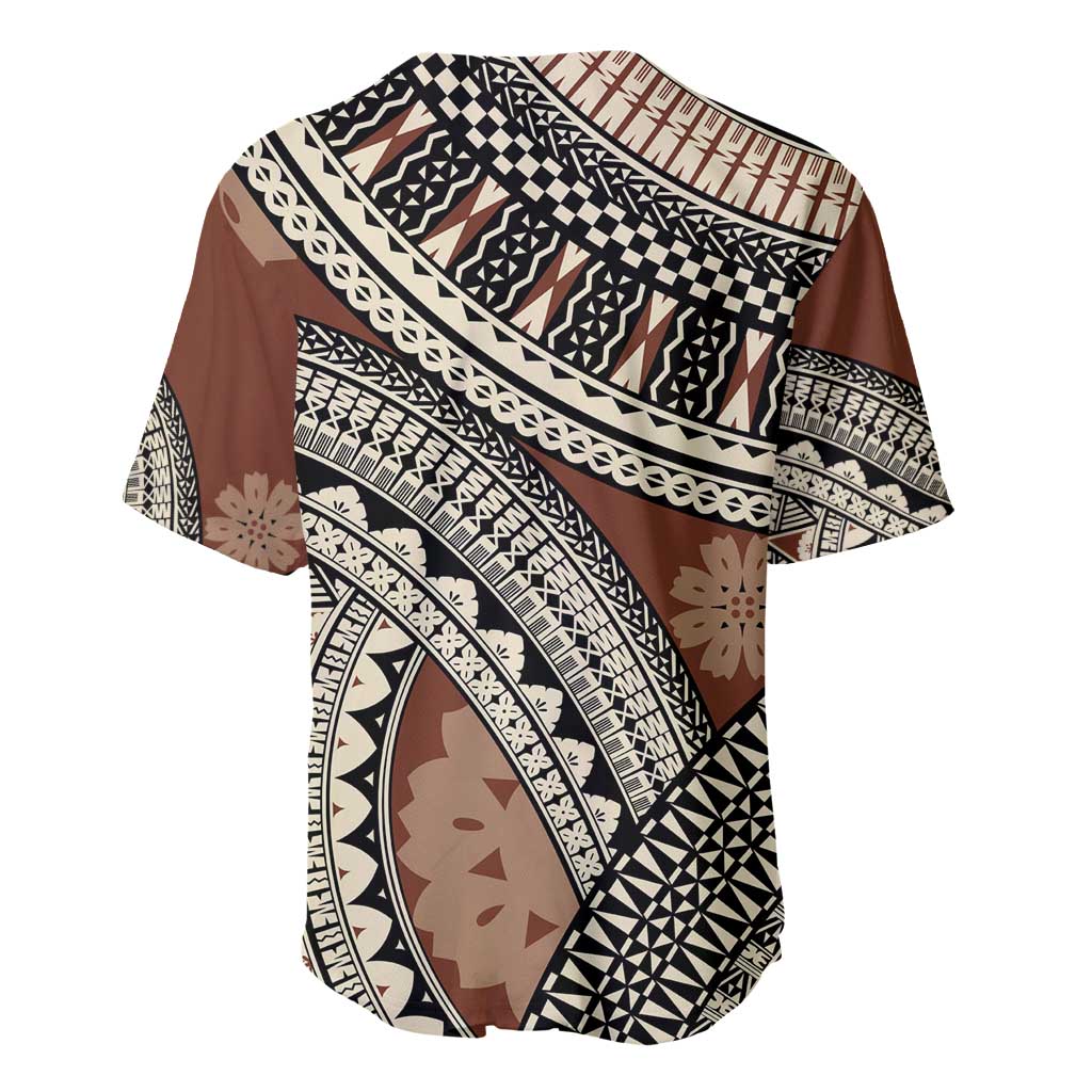 Bula Fiji Classic Masi Tapa Baseball Jersey Vintage Brown - Polynesian Pride