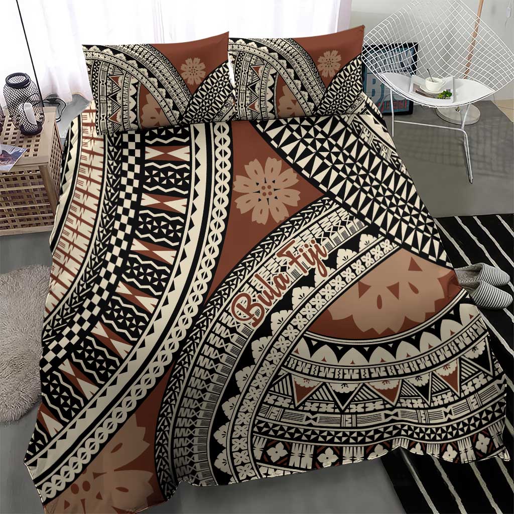 Bula Fiji Classic Masi Tapa Bedding Set Vintage Brown - Polynesian Pride