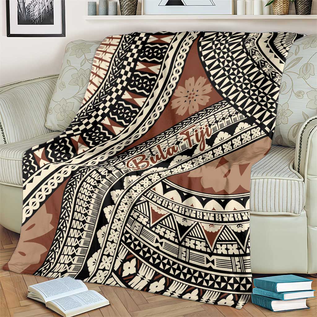 Bula Fiji Classic Masi Tapa Blanket Vintage Brown - Polynesian Pride