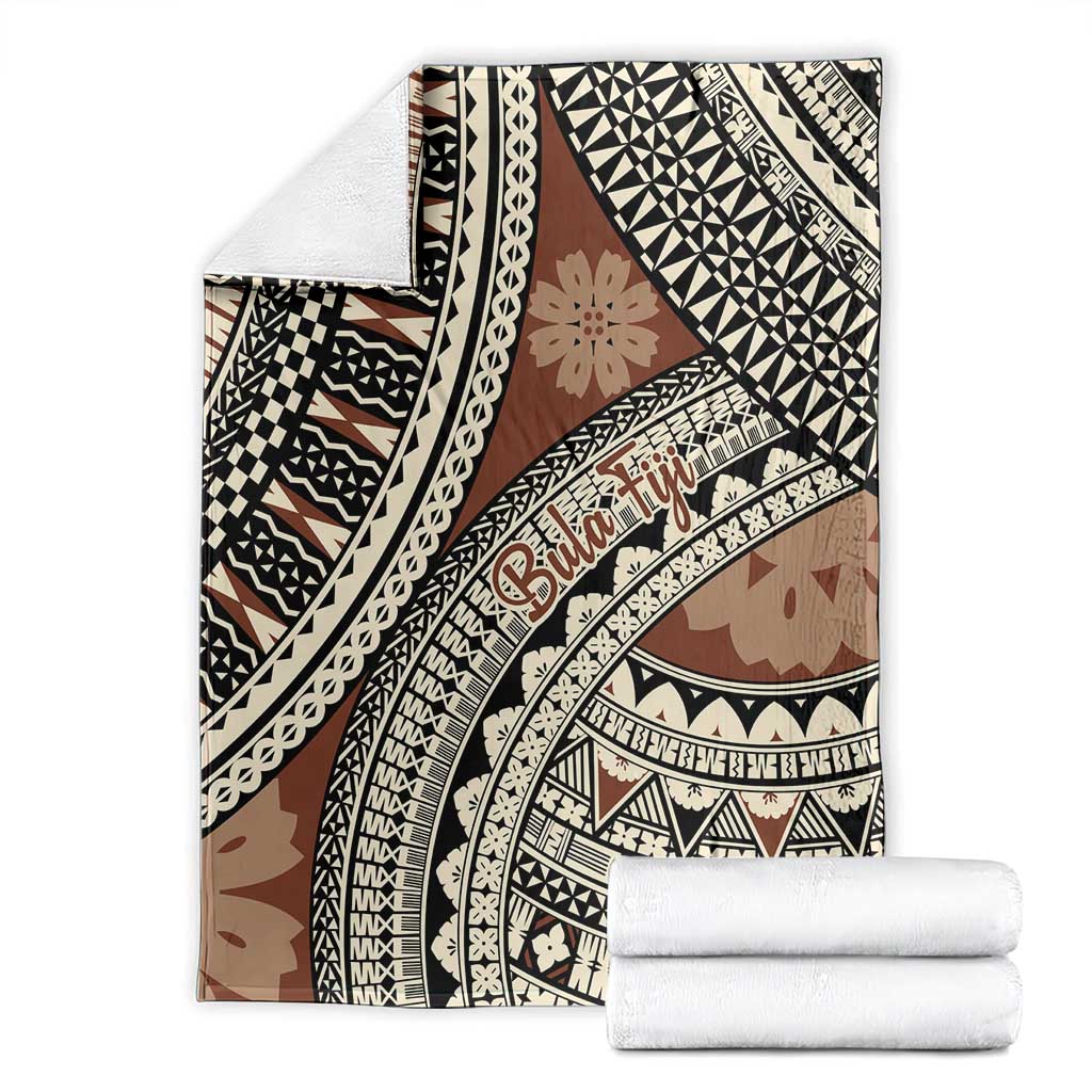 Bula Fiji Classic Masi Tapa Blanket Vintage Brown - Polynesian Pride