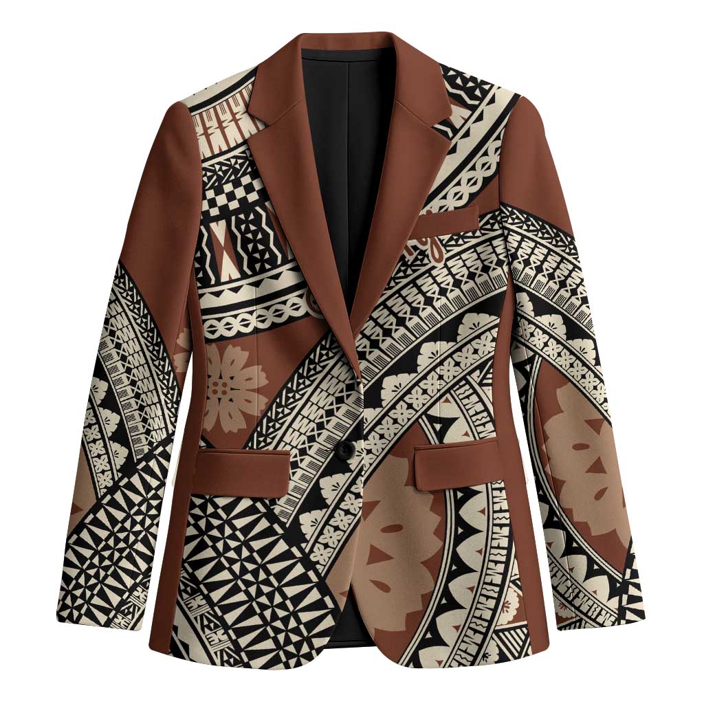 Bula Fiji Classic Masi Tapa Blazer Vintage Brown - Polynesian Pride