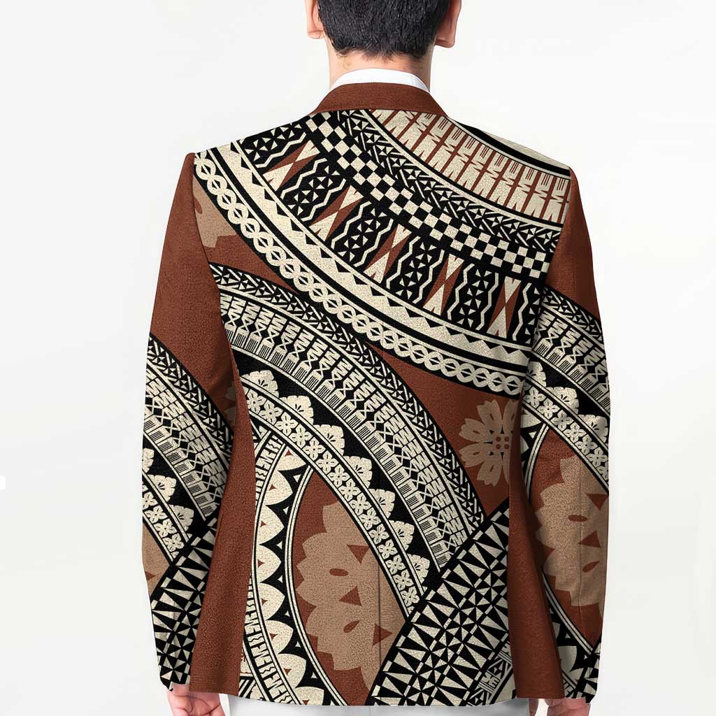 Bula Fiji Classic Masi Tapa Blazer Vintage Brown - Polynesian Pride
