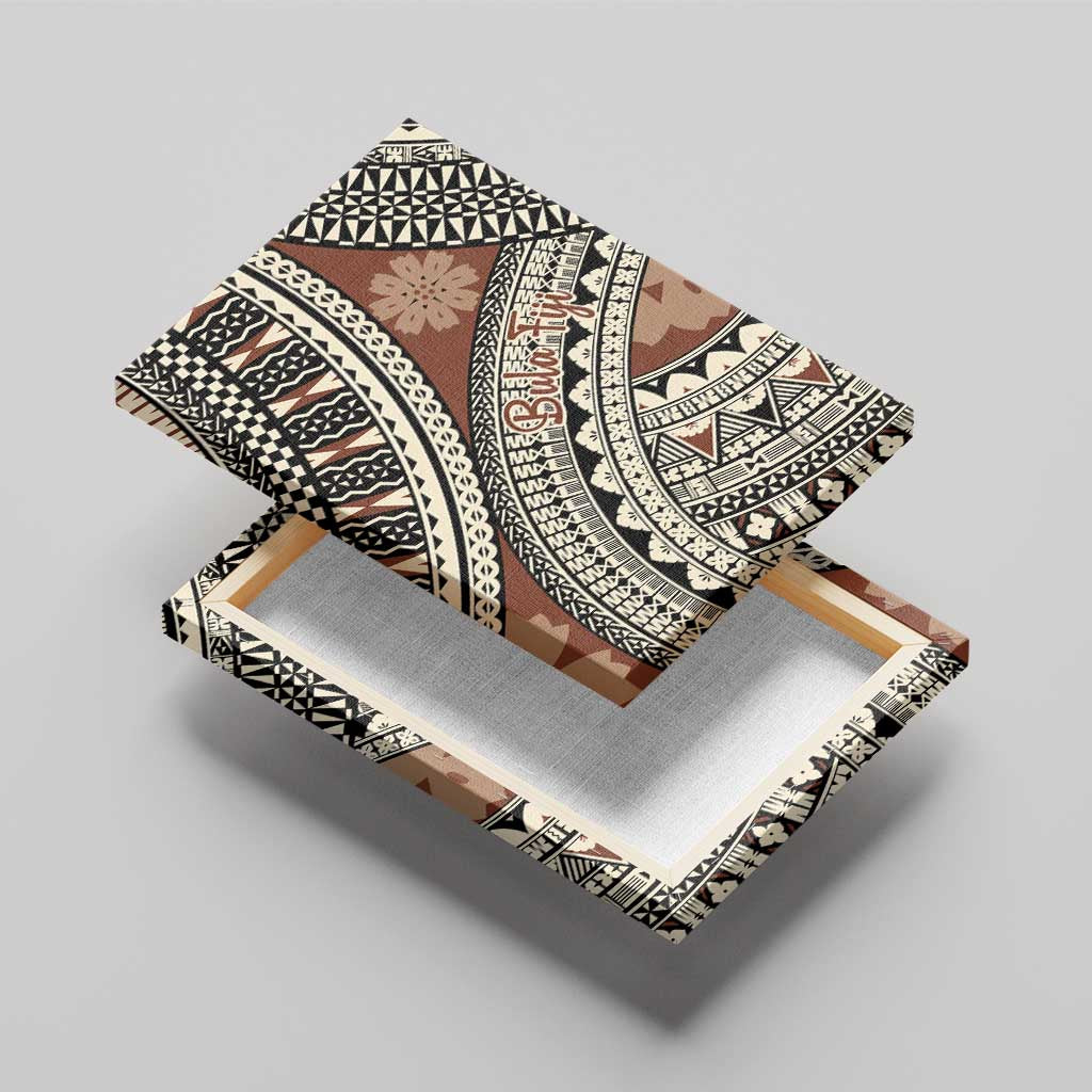 Bula Fiji Classic Masi Tapa Canvas Wall Art Vintage Brown - Polynesian Pride
