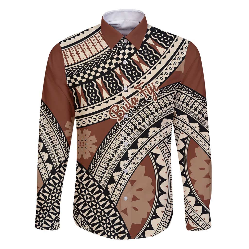 Bula Fiji Classic Masi Tapa Family Matching Puletasi and Hawaiian Shirt Vintage Brown - Polynesian Pride