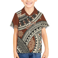 Bula Fiji Classic Masi Tapa Family Matching Puletasi and Hawaiian Shirt Vintage Brown - Polynesian Pride