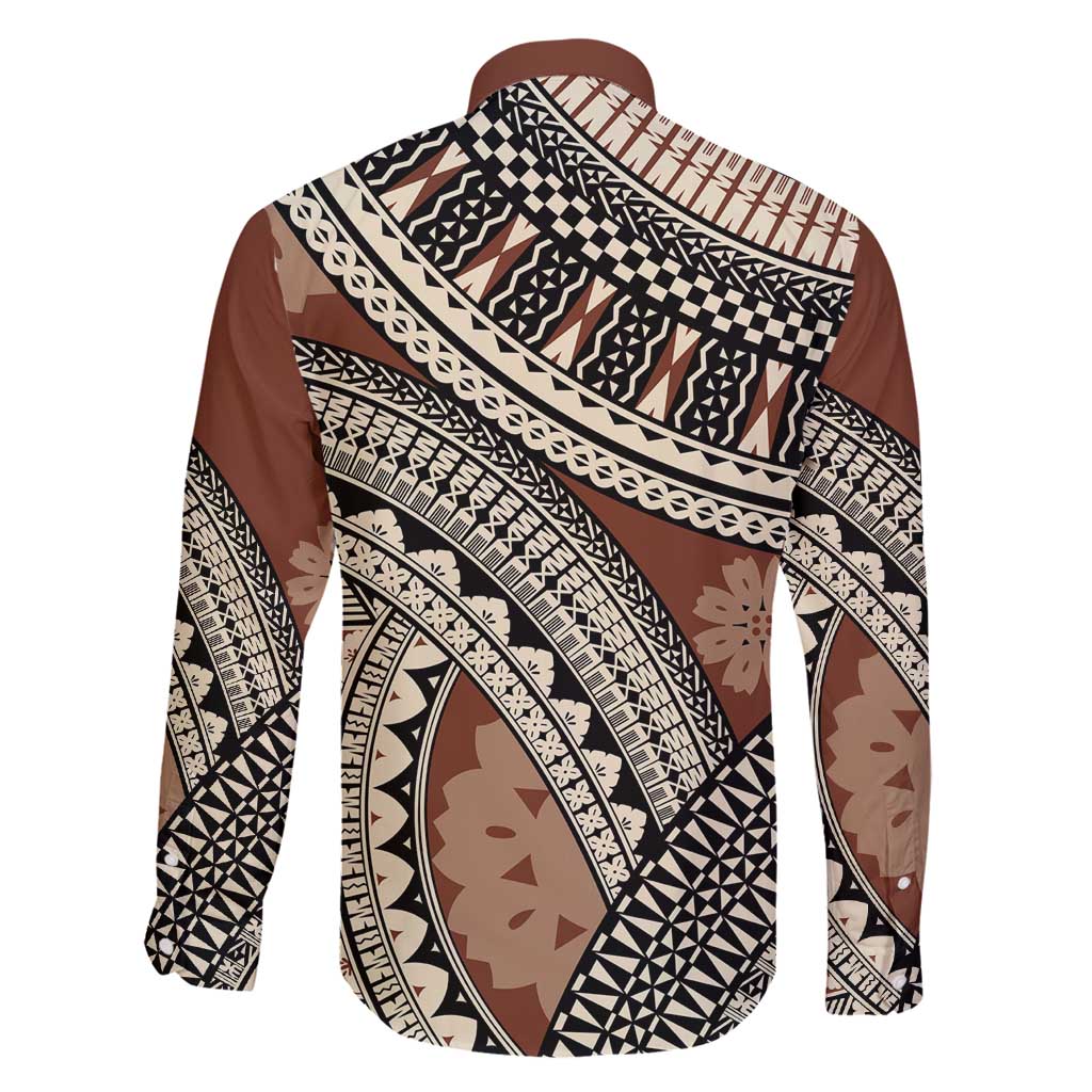 Bula Fiji Classic Masi Tapa Family Matching Tank Maxi Dress and Hawaiian Shirt Vintage Brown - Polynesian Pride