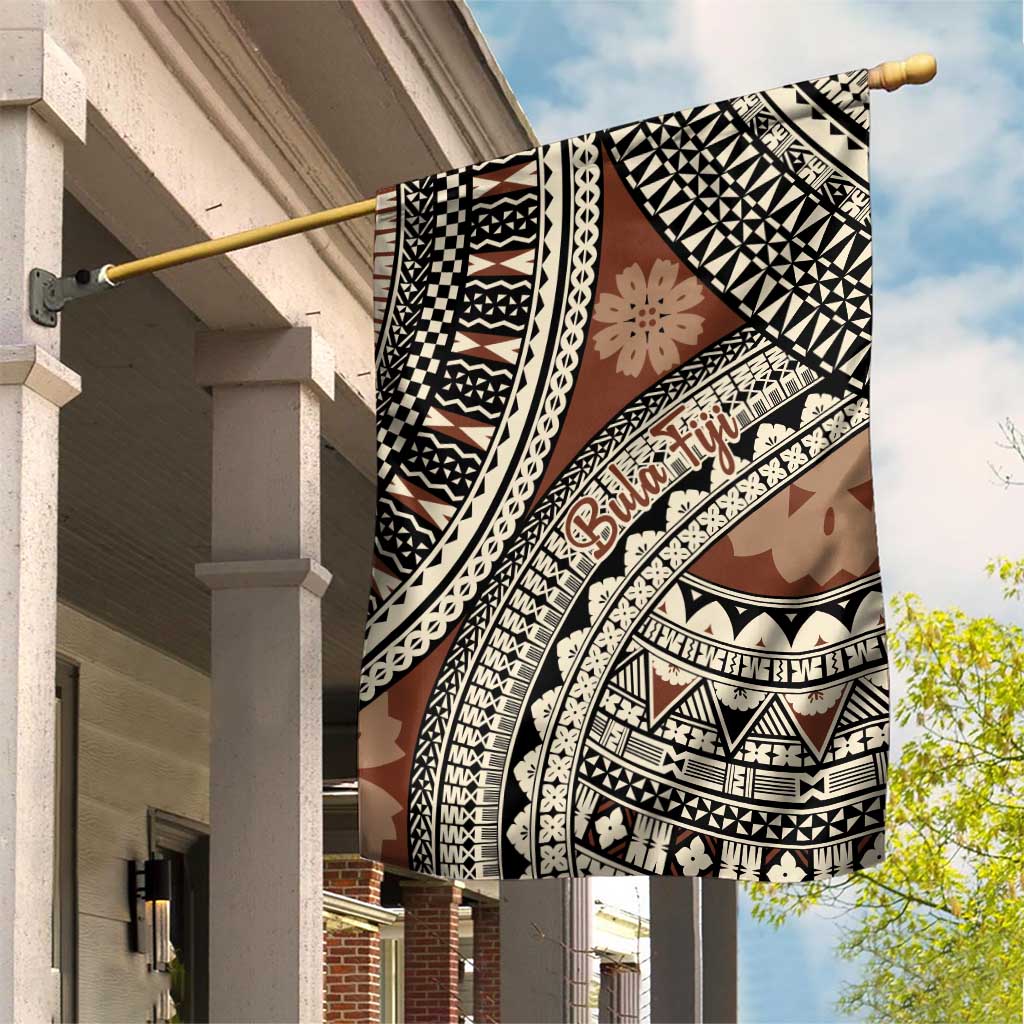 Bula Fiji Classic Masi Tapa Garden Flag Vintage Brown - Polynesian Pride